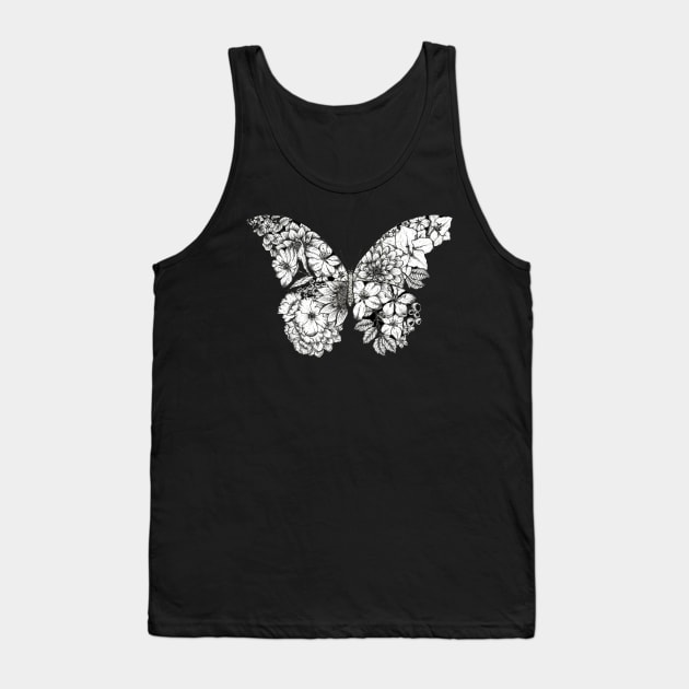 Floral Butterfly Black Background Tank Top by SamuelJ